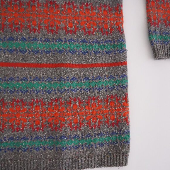 Vintage '90S Lizwear Grey Knit w Red Green Cotton Blend Mockneck Sweater M - Picture 6 of 11